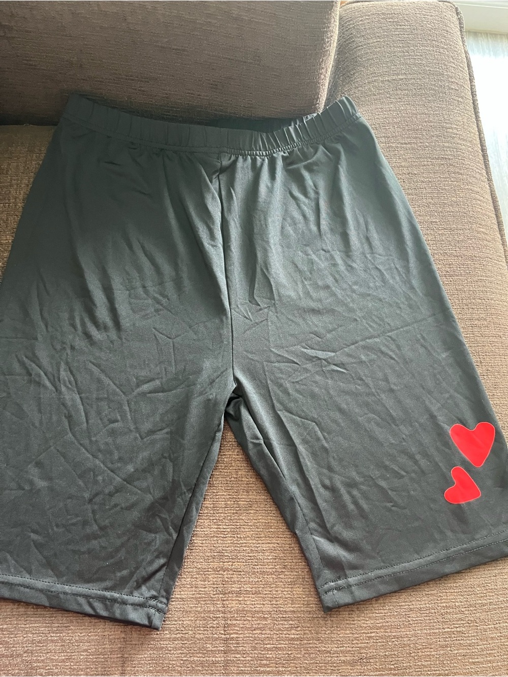 Girl Black short leggings with Red Heart Accent
